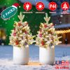 2Pcs Solar Powered Lighted Christmas Tree Urn Filler With Light Artificial Xmas Trees Light With Berries Decor Balls Led Pathway Pine Tree Ip44 Waterp