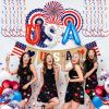 4Th Of July Decorations Set,Patriotic Party Supplies With Usa Foil Balloons Paper Fans Confetti Balloons Hanging Streamers Star Confetti Flags For Ind