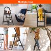 3-Step Foldable Ladder With Wide Anti-Slip Pedal Safety Locking Design Soft Handgrip Portable Lightweight Folding Step Stool 330Lbs Load Capacity For