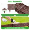 12Pcs Stone Fence Edging Panels, Imitation Stone Pp Garden Border With Rotatable Connectors, Easy Snap Assembly Adjustable Angle For Garden Yard Lawn