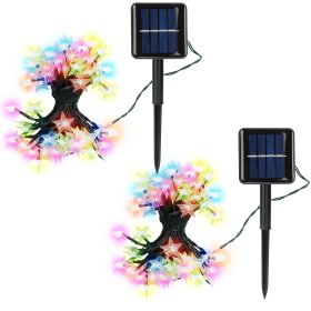 2Pcs Solar Powered String Lights 39.3Ft 100Led Beads Fairy Star Lights Ip65 Waterproof Decorative Garden Party Christmas Tree Stake Lamps W/ 8 Lightin