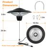 1500W Outdoor Hanging Patio Heater Ultra-Quiet Electric Heating Lamp Ip23 Waterproof 2 Heating Levels Overheating Protection Ceiling Mounted Outdoor H