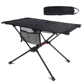Portable Folding Camping Table Foldable Beach Table Aluminum Alloy Frame With 2 Cup Holders 2 Side Pockets Carry Bag For Picnic Camping Hiking Beach B