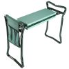Foldable Garden Kneeler Seat W/ Kneeling Soft Cushion Pad Tools Pouch Portable Gardener Kneeling Bench Stool