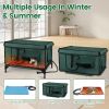 Waterproof Heated Cat House Outdoor Weatherproof Insulated Kitty Shelter Feral Cat Heating Bed With Heating Pad Anti-Chew Cord 2 Doors 3 Windows For I