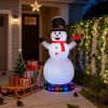 12Ft Christmas Inflatable Snowman With Cardinal Bird Rotating Colorful Led Lights Giant Blow Up Snowman Outdoor Christmas Yard Decorations With Built-