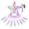 11.48Ft 350Led Multicolored Christmas Star Waterfall Tree String Light Indoor Outdoor Waterproof String Lights With Star Topper 8 Light Modes Memory F