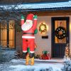 7Ft Inflatable Hanging Santa Christmas Decoration With Warm White Led Lights Built-In Fan Outdoor Blow Up Christmas Yard Decor For Lawn Garden Roof Ea