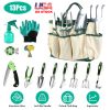 13Pcs Garden Tool Set Aluminum Alloy Gardening Hand Tools Starter Kit With Garden Bag Heavy Duty Outdoor Hand Tools With Non-Slip Ergonomic Handle For