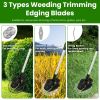 21V Electric Weed Edger Cordless String Trimmer Grass Mower Eater Bush Cutter With 16800Rpm 2X 3000Mah Batteries 3.6-4.6Ft Length 90° Rotatable Angle