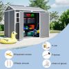 8X6Ft Resin Outdoor Storage Shed With Floor Lockable Garden Shed With 2 Windows Ventilation & Sloped Roof Weather-Resistant For Garden Tools Lawn Equi