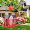 Metal Hanging Bird Feeder House Classic Barn Bird Feeder House Iron Hanging Outdoor Feeder With Visible Window And Lift Top Lid 15.75In Hanging Length
