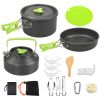 16Pcs Camping Cooking Ware Set Camping Stove Cookware Kit Aluminum Pot Pan Kettle Set With Bowls Knife Fork Spoon Carabiner Spatula Cutting Board For