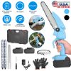 Electric Mini Chainsaw Portable Handheld Cordless Small Chain Saw Battery Powered With 2Pcs 1200Mah Rechargeable Batteries 8In Chains Gloves Goggles F