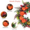 17.71In Autumn Wreath With Pumpkin Mixed Leaves Berries Flowers Fall Decoration For Indoor Outdoor Window Wall Front Door In Halloween Thanks Giving D
