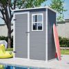5X3Ft Resin Outdoor Storage Shed With Floor Lockable Garden Shed With Window Sloped Roof Weather-Resistant Tool Shed For Garden Tools, Pet House And B