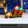 8Ft Inflatable Santa Claus On Sleigh With Reindeer 6 Pre-Lit Warm White Led Lights Christmas Blow Up Yard Decoration Outdoor Indoor Holiday Lawn Garde