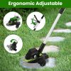 21V Electric Weed Edger Cordless String Trimmer Grass Mower Eater Bush Cutter With 16800Rpm 2X 3000Mah Batteries 3.6-4.6Ft Length 90° Rotatable Angle