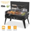 17.32X10.63X2.56In Portable Charcoal Grill Foldable Bbq Suitcase Grill Shelf For Outdoor Camping Picnics Garden Grilling