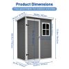 5X3Ft Resin Outdoor Storage Shed With Floor Lockable Garden Shed With Window Sloped Roof Weather-Resistant Tool Shed For Garden Tools, Pet House And B