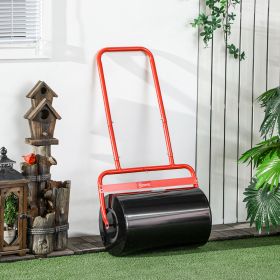 20-Inch Push/Tow Behind Lawn Roller Filled with 10 Gal Water or Sand for Flattening Sod in the Garden, Red