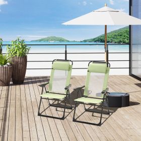 Set of 2 Portable Folding Outdoor Recliners w/ Adjustable Backrest, Green