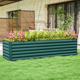 8x2x2ft Galvanized Raised Garden Bed Kit with Safety Edging for Flowers, Herbs and Vegetables, Green
