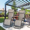 2Packs Zero Gravity Lounge Chair W/ Dual Side Tray 330Lbs Load Foldable Recliner Chair W/ Stress Relief Pillow Patio Poolside Beach Lying Chair