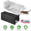 31X12X11” Heavy Duty Folding Live Animal Trap Cage With Waterproof Cover Humane Easy To Catch And Release Trap For Stray Cats Raccoons Squirrel Skunk