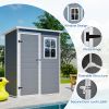 5X3Ft Resin Outdoor Storage Shed With Floor Lockable Garden Shed With Window Sloped Roof Weather-Resistant Tool Shed For Garden Tools, Pet House And B