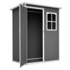 5X3Ft Resin Outdoor Storage Shed With Floor Lockable Garden Shed With Window Sloped Roof Weather-Resistant Tool Shed For Garden Tools, Pet House And B