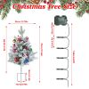 2Pcs Battery Powered Lighted Christmas Tree Urn Filler With Light Artificial Xmas Trees Light With Berries Balls Led Pathway Pine Tree Ip44 Waterproof