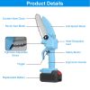 Electric Mini Chainsaw Portable Handheld Cordless Small Chain Saw Battery Powered With 2Pcs 2200Mah Rechargeable Batteries 4In/6In Chains For Pruning