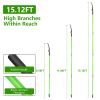 2 In 1 Extra Long Manual Pole Saw 8.23-15.12Ft Extendable Tree Pruner For High Branches With Pruner Scissors 2 Double-Hooked Saw Blades Goggles Gloves