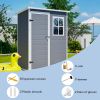 5X3Ft Resin Outdoor Storage Shed With Floor Lockable Garden Shed With Window Sloped Roof Weather-Resistant Tool Shed For Garden Tools, Pet House And B