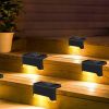 4Pcs Solar Powered Led Step Lights Outdoor Ip55 Waterproof Dusk To Dawn Sensor Fence Lamps For Stairs Yard Railing