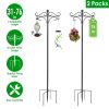 2 Packs 76In Heavy Duty Double Shepherds Hook Bird Feeder Pole Garden Hanging Holder With 4 Adjustable Height 5 Prong Base For Bird Feeder Garden Plan