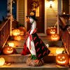 Porch Goose Halloween Costume For 23" Goose Statue Pumpkin Spider Wizard Hat, Red & Black Cape Outfit Halloween Yard Decor