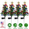 4Packs Solar Christmas Tree Lights Xmas Garden Decorations Tree Stake Lamp 20Leds Solar Decor Light With Constant And Flashing Mode For Pathway Yard P