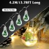 13.78Ft Christmas Snow Globe String Light Battery Powered 10 Led Bulbs Indoor Christmas Lights With Pine Needles Snowflakes Berries
