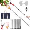 2-In-1 Pole Saw & Fruit Picker With 1.3-13Ft Extendable Stainless Steel Pole Manual Tree Pruner With 65Mn Steel Blade Fruit Picking Basket Storage Bag
