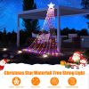11.48Ft 350Led Multicolored Christmas Star Waterfall Tree String Light Indoor Outdoor Waterproof String Lights With Star Topper 8 Light Modes Memory F