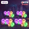 4 Packs Solar Skull Lights Outdoor Halloween Decorations Solar Powered With 6 Skull Heads 2 Lighting Modes Ip45 Waterproof Halloween Yard Lights For L