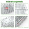 Humane Cat Trap Cage With Gloves Catch Release Live Animal Rodent Cage Collapsible Galvanized Wire For Raccoons Beavers Groundhogs Foxes Armadillos