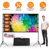 100Inch Projector Screen With Stand 16:9 4K Hd Rear Front Wrinkle-Free Portable And Foldable Movie Screen With Carry Bag For Indoor Outdoor Home Theat