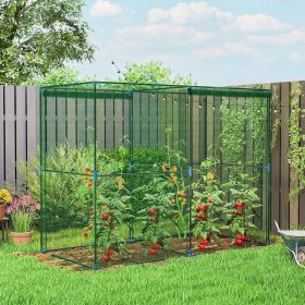 Walk-in Crop Cage, Plant Protectors from Animals with Roll Up Zippered Door, 7.9' x 3.9' x 6.1', Green