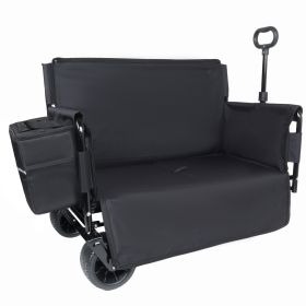 3-In-1 Folding Wagon Cart With Bench Seat, Patent Protection- Includes 1 Ice Pack, 500Lbs Heavy-Duty Utility Wagon, 180L Capacity All-Terrain Wheels F