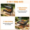 Portable Charcoal Grill Foldable Bbq Grill With Double-Sided Cooking Design, Chimney Vent, 10 Stainless Steel Skewers Carry Handle Outdoor Barbecue Gr