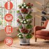 7 Tier Stackable Vertical Planter With Wheels Strawberry Planter Tower Space Saving Garden Planter With Drainage System Rolling Herb Flower Vegetable