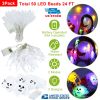 3Pcs Halloween Light Decorations Total 50 Leds 24Ft Halloween String Lights Colorful 3D Skeleton Ghost String Lights Gauze Skull String Lights Spooky